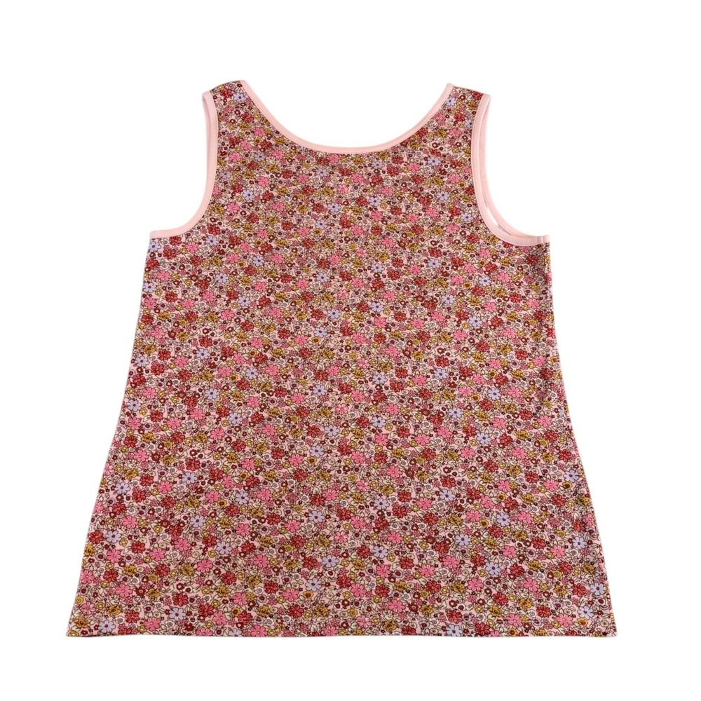 Lands End Womens XL Pink Floral Print Cotton Sleeveless Tank Top - Picture 2 of 10